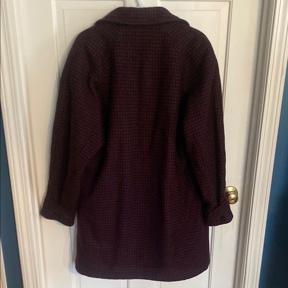 Woolrich Vintage Wool Pea Coat with Purple/Black Houndstooth - Picture 6 of 8